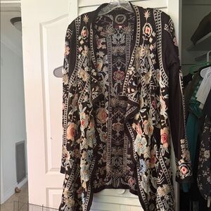 Johnny Was Black Floral Embroidered Cardigan